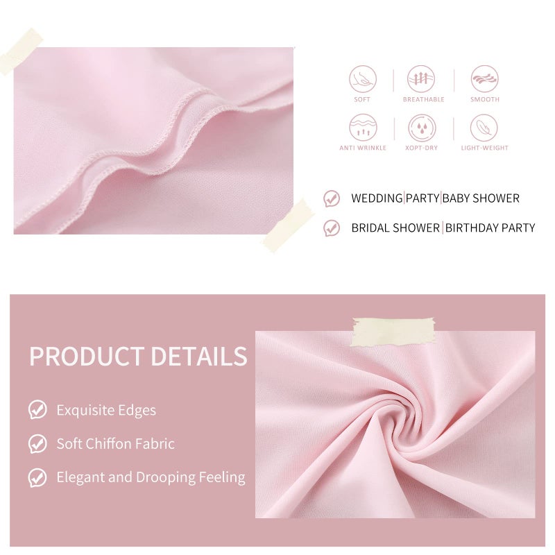 SoarDream Chiffon Table Runner 27x120 Inches Sheer Pink Table Runners 2 Packs 10Ft Romantic Fabric for Rustic Wedding Party Birthday Arch Decoration - Image 3